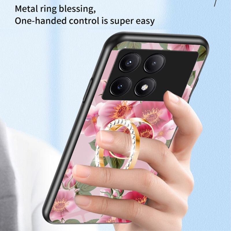 Cover Poco X6 Pro 5g Telefon Etui Blomsterring-holder Af Hærdet Glas