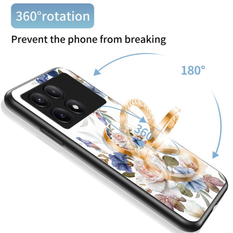 Cover Poco X6 Pro 5g Telefon Etui Blomsterring-holder Af Hærdet Glas