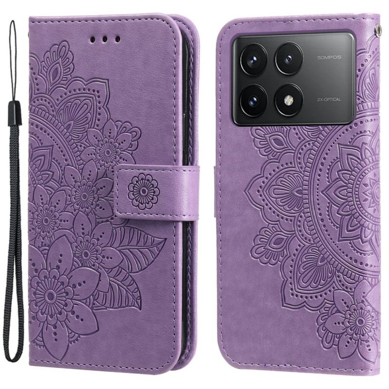 Flip Cover Poco X6 Pro 5g Blomstermønster Med Rem