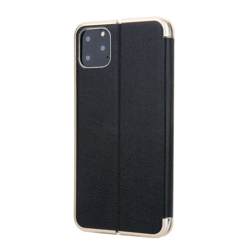 Cover iPhone 11 Pro Flip Cover Imiteret Læder Cmai2 Metalliske Kanter