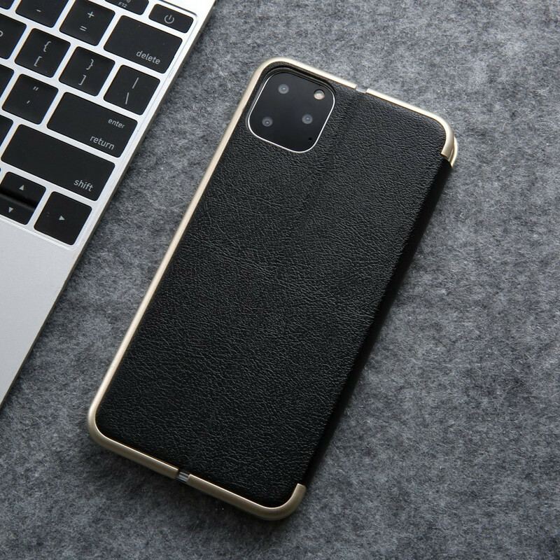 Cover iPhone 11 Pro Flip Cover Imiteret Læder Cmai2 Metalliske Kanter