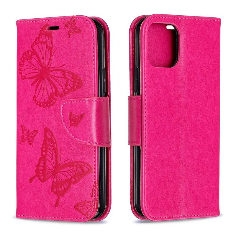 Flip Cover iPhone 11 Pro Med Snor Sommerfugle Trykt Strappy