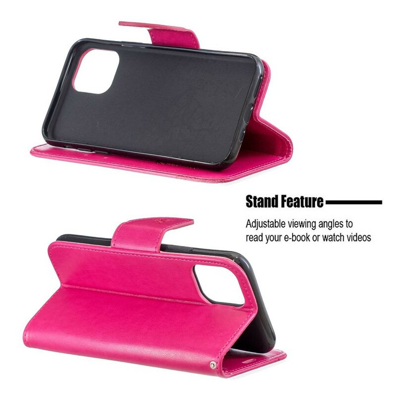 Flip Cover iPhone 11 Pro Med Snor Sommerfugle Trykt Strappy