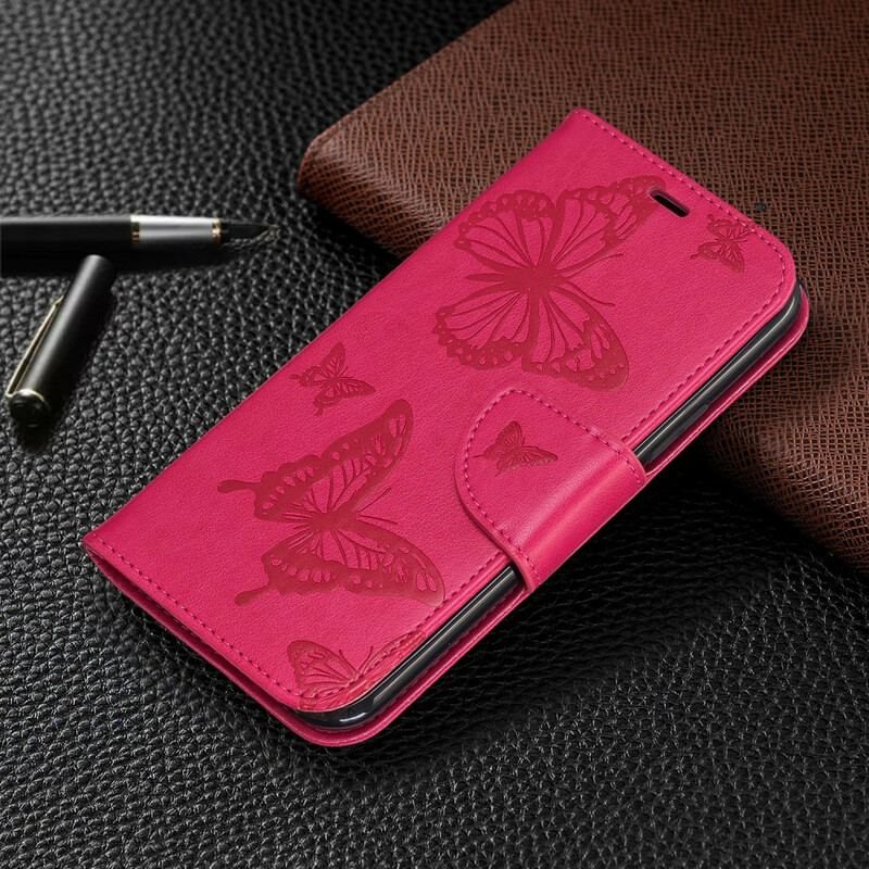 Flip Cover iPhone 11 Pro Med Snor Sommerfugle Trykt Strappy