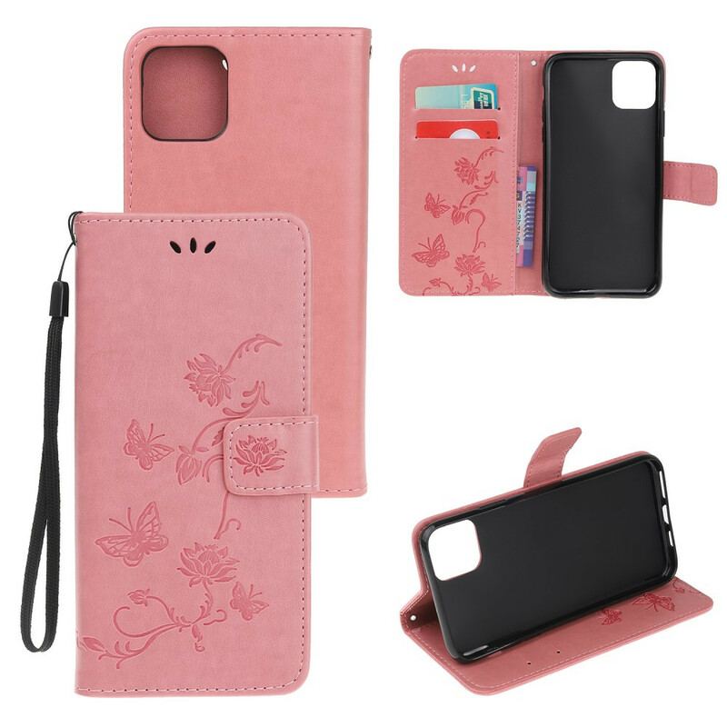 Flip Cover iPhone 11 Pro Med Snor Strappy Floral