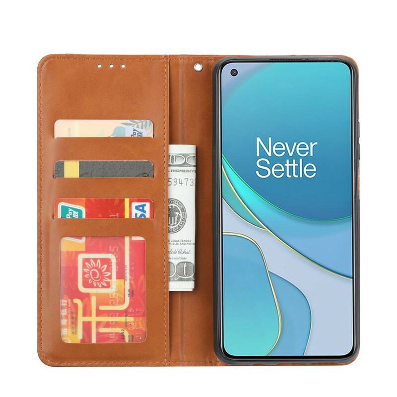 Cover OnePlus 8T Flip Cover Kortholder I Imiteret Læder