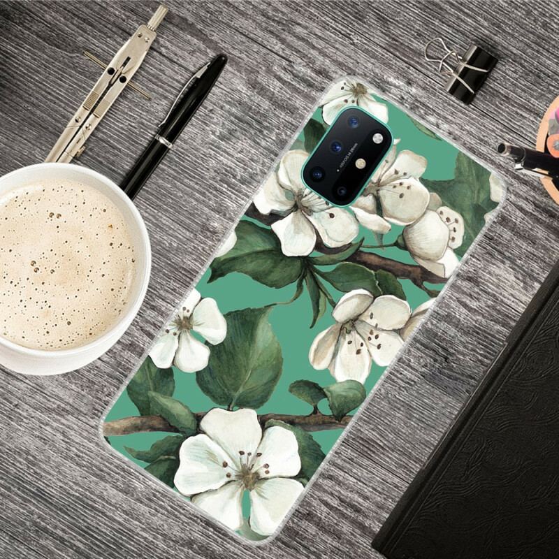 Cover OnePlus 8T Malede Hvide Blomster