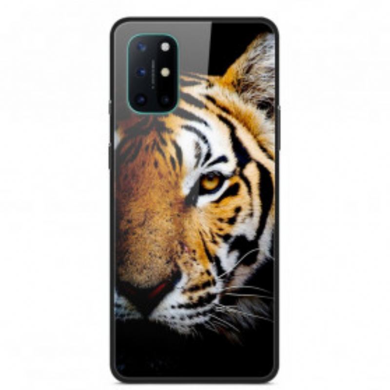 Cover OnePlus 8T Realistisk Tiger Hærdet Glas