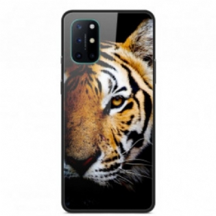 Cover OnePlus 8T Realistisk Tiger Hærdet Glas