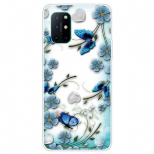 Cover OnePlus 8T Sømløse Retro Sommerfugle Og Blomster