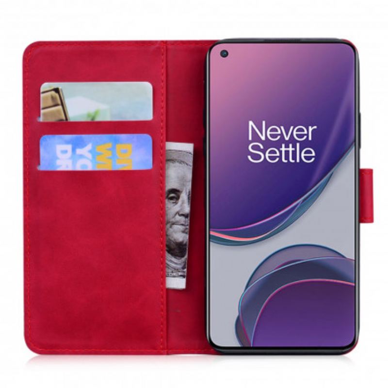 Læder Cover OnePlus 8T Monokrom Lædereffekt