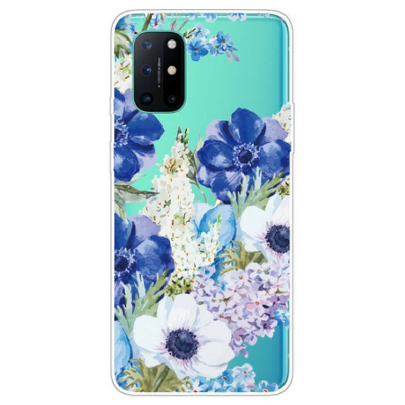 Mobilcover OnePlus 8T Sømløs Akvarel Blå Blomster