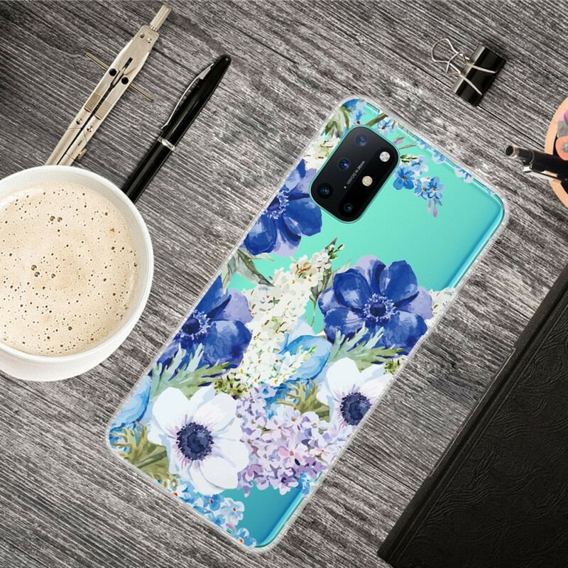 Mobilcover OnePlus 8T Sømløs Akvarel Blå Blomster