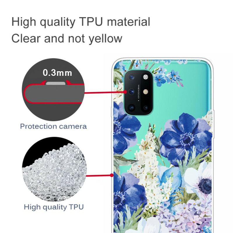 Mobilcover OnePlus 8T Sømløs Akvarel Blå Blomster