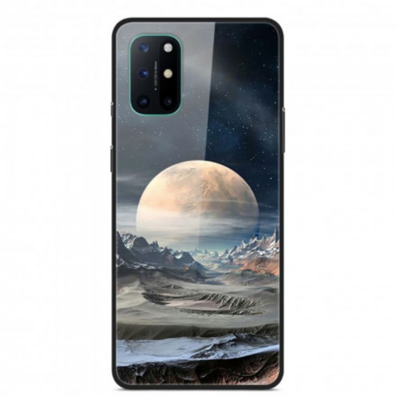 Mobilcover OnePlus 8T Space Moon Hærdet Glas