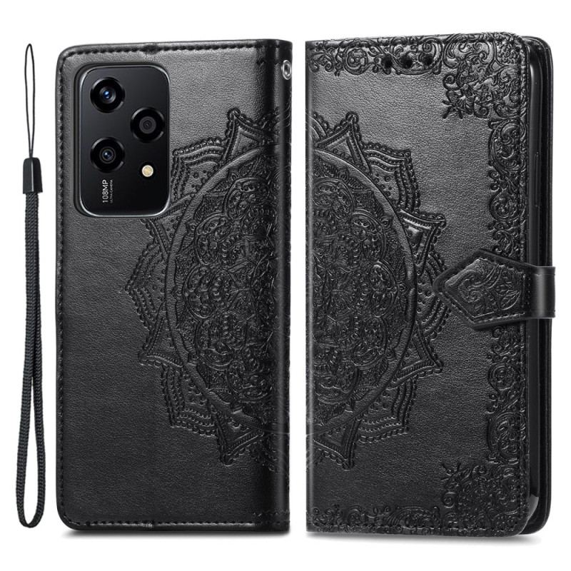 Læder Cover Honor 200 Lite Telefon Etui Barok Mandala Med Rem