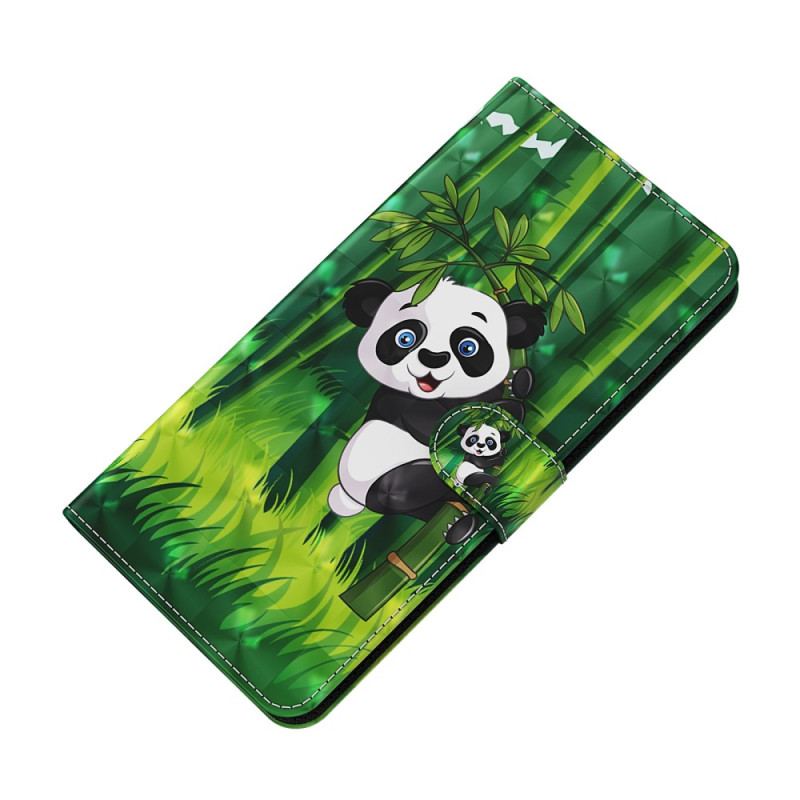 Læder Cover Google Pixel 7 Pro Med Snor Panda Og Bambus Med Snor