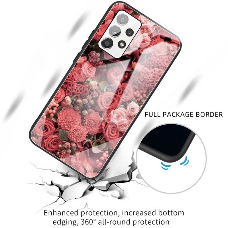 Cover Samsung Galaxy A13 Rose Blomster Hærdet Glas