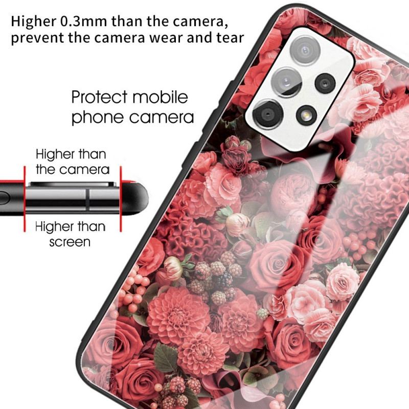 Cover Samsung Galaxy A13 Rose Blomster Hærdet Glas