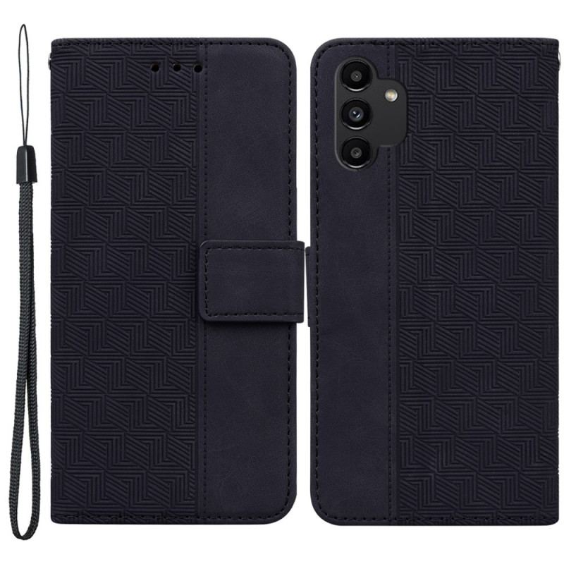 Flip Cover Samsung Galaxy A13 Med Snor Strappy Mønster