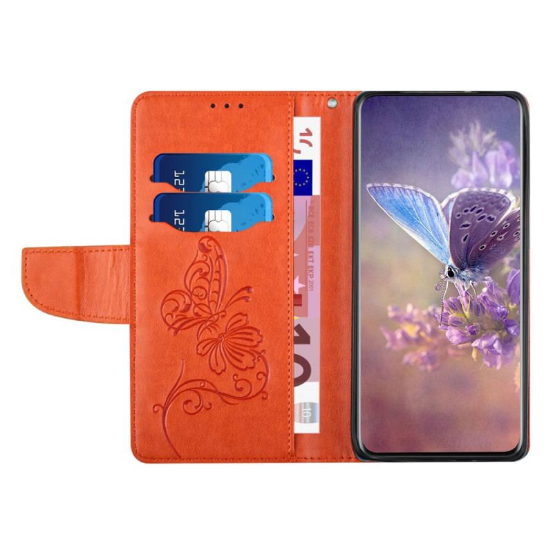 Flip Cover Samsung Galaxy A13 Med Snor Tofarvet Sommerfugl Med Rem