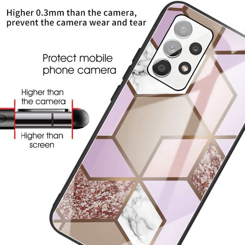 Mobilcover Samsung Galaxy A13 Geometri Marmor Hærdet Glas