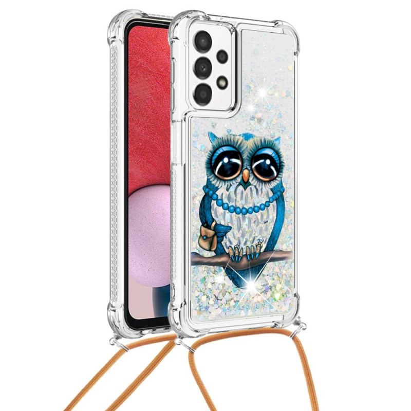 Mobilcover Samsung Galaxy A13 Med Snor Sequin Snøre Miss Owl