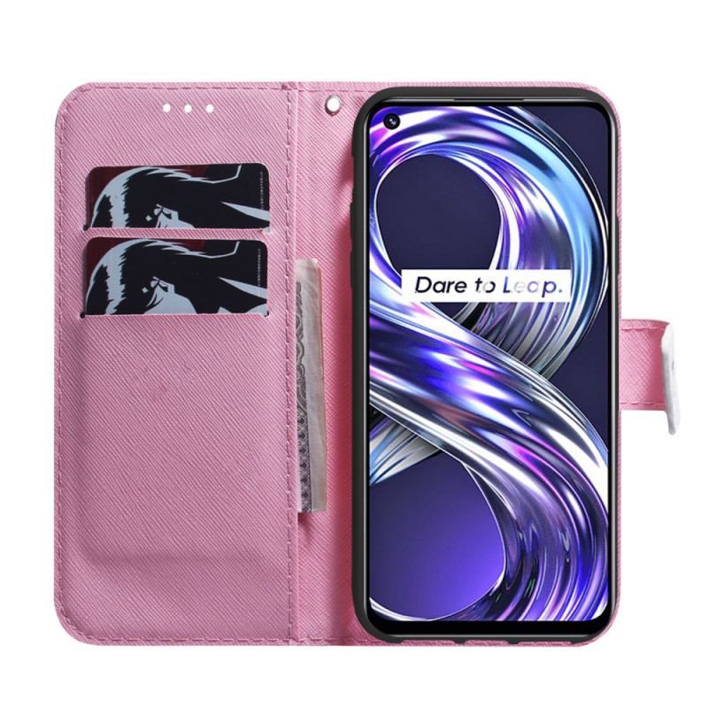 Flip Cover Realme 8i Blomst Støvet Pink