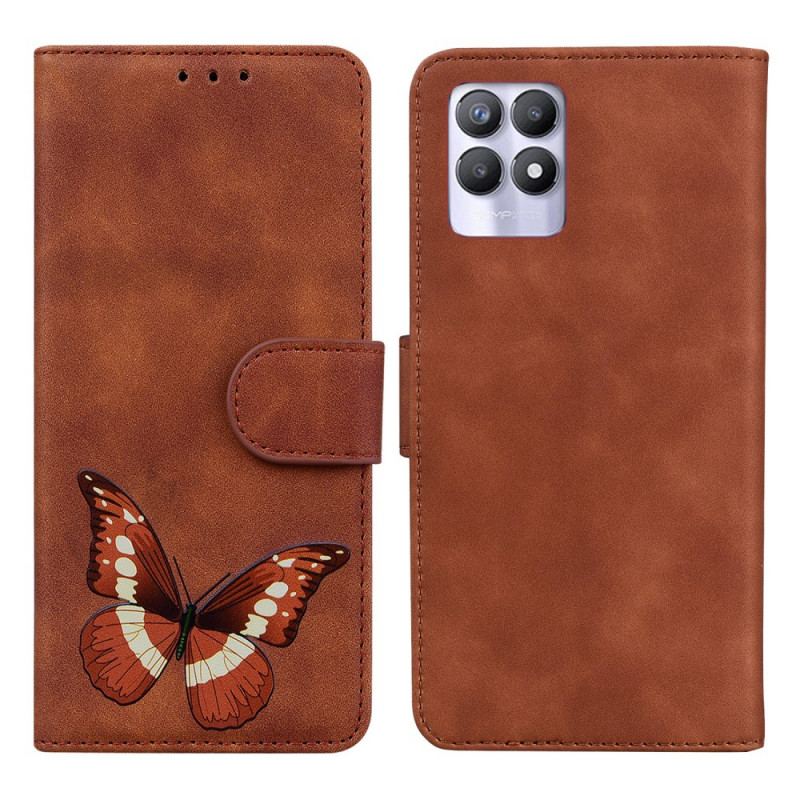 Flip Cover Realme 8i Skin-touch Butterfly