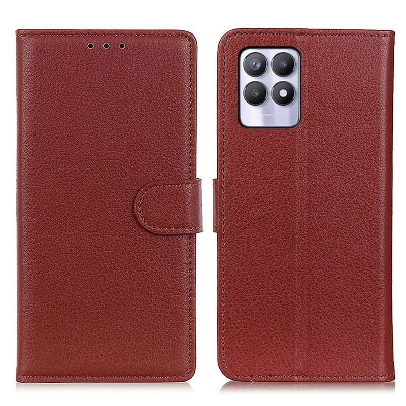 Flip Cover Realme 8i Traditionelt Litchi