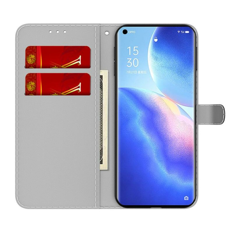 Flip Cover Oppo Find X3 Neo Abstrakt Mønster