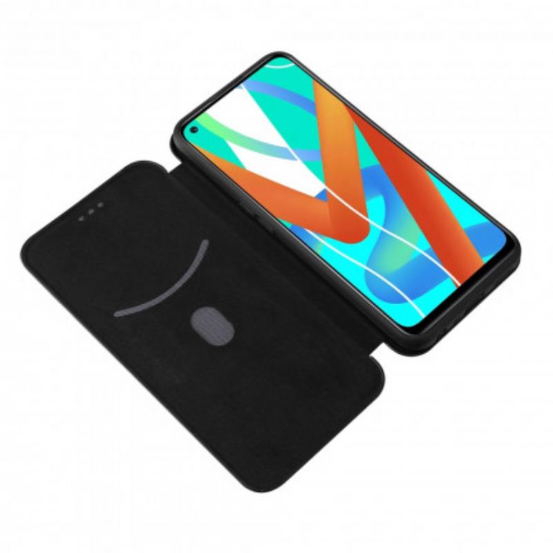 Cover Realme 8 5G Flip Cover Farvet Carbon Silikone