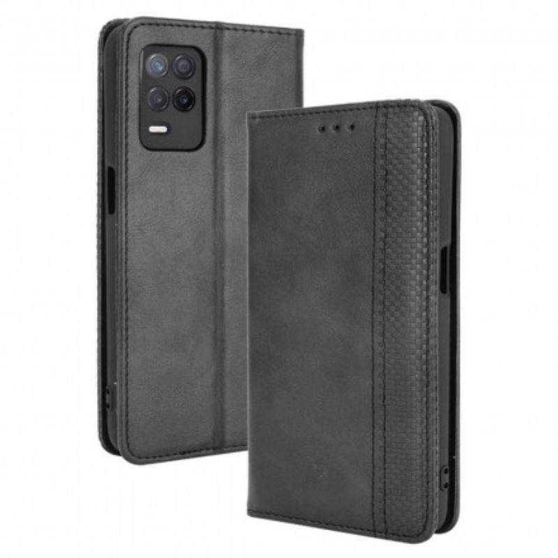 Cover Realme 8 5G Flip Cover Stiliseret Vintage Lædereffekt