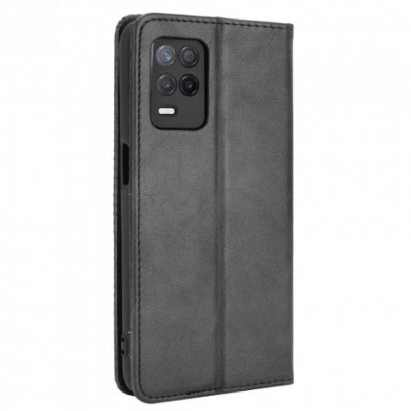 Cover Realme 8 5G Flip Cover Stiliseret Vintage Lædereffekt