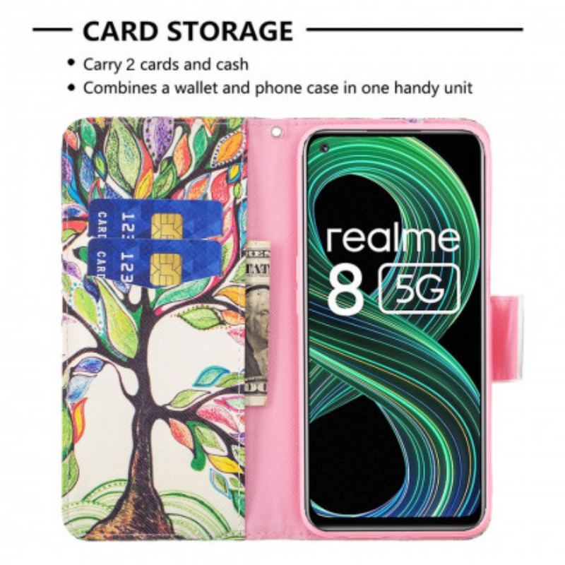 Flip Cover Realme 8 5G Farverigt Træ