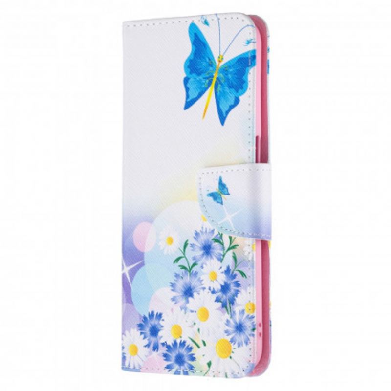 Flip Cover Realme 8 5G Malede Sommerfugle Og Blomster