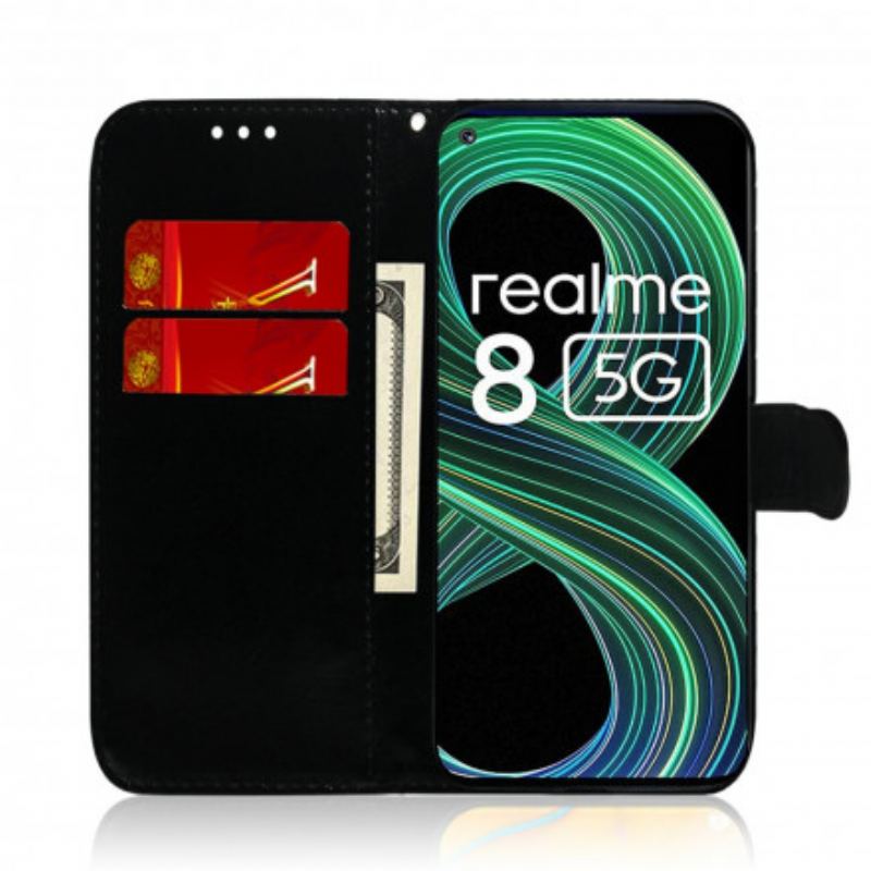 Flip Cover Realme 8 5G Spejlcover I Imiteret Læder