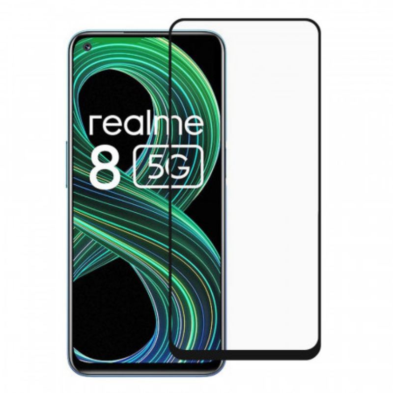 Realme 8 5G Sort Kant Hærdet Glas Skærmbeskytter