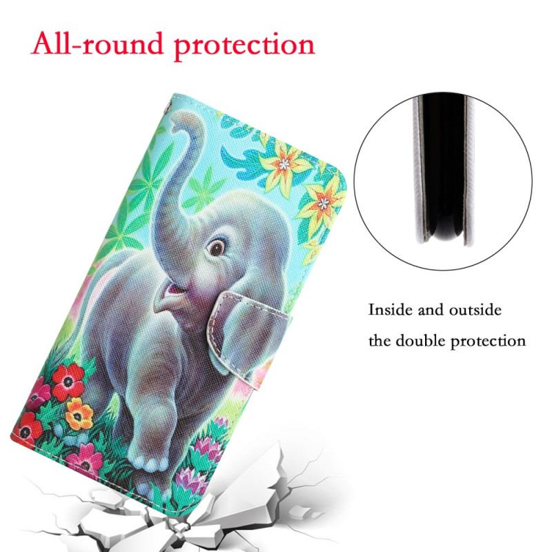 Flip Cover Samsung Galaxy A34 5G Med Snor Glad Elefant I Thong