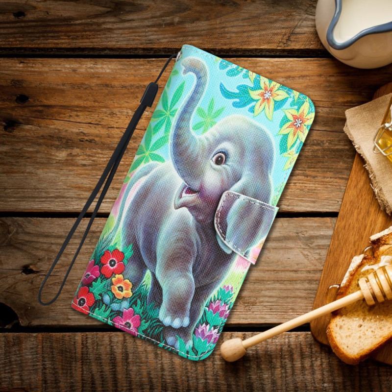 Flip Cover Samsung Galaxy A34 5G Med Snor Glad Elefant I Thong