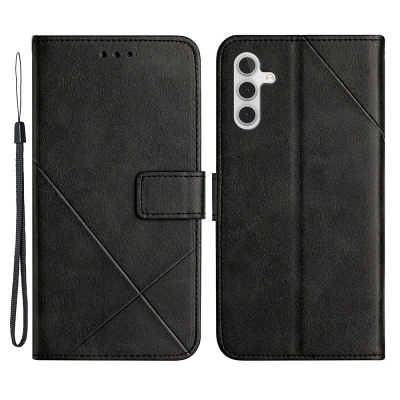 Flip Cover Samsung Galaxy A34 5G Med Snor Lanyard Linjer