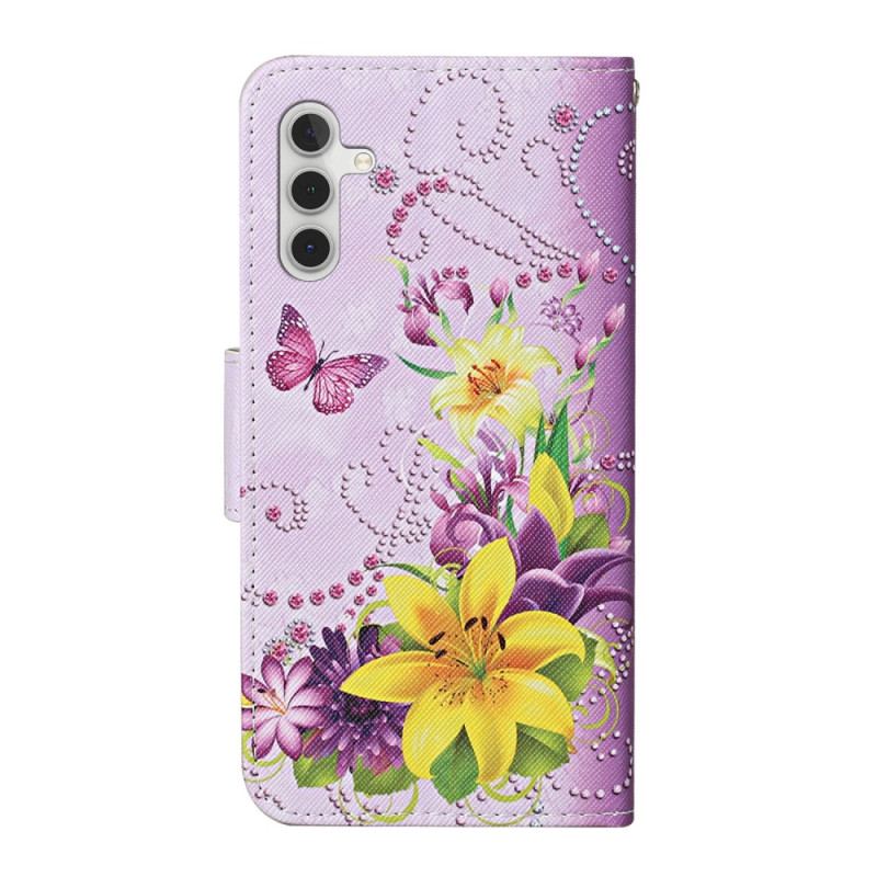 Flip Cover Samsung Galaxy A34 5G Med Snor Masterful Strap Sommerfugle