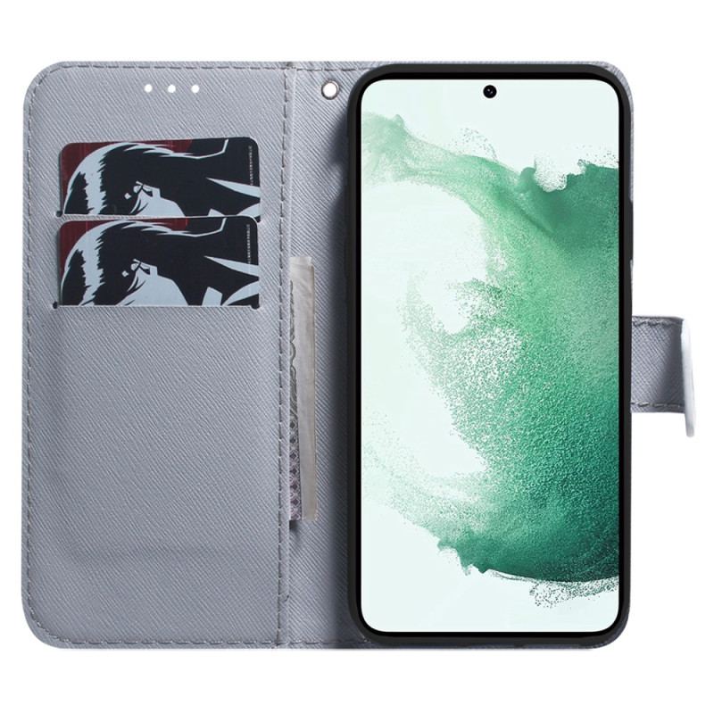 Flip Cover Samsung Galaxy A34 5G Med Snor Strappy Aquarel Wolf