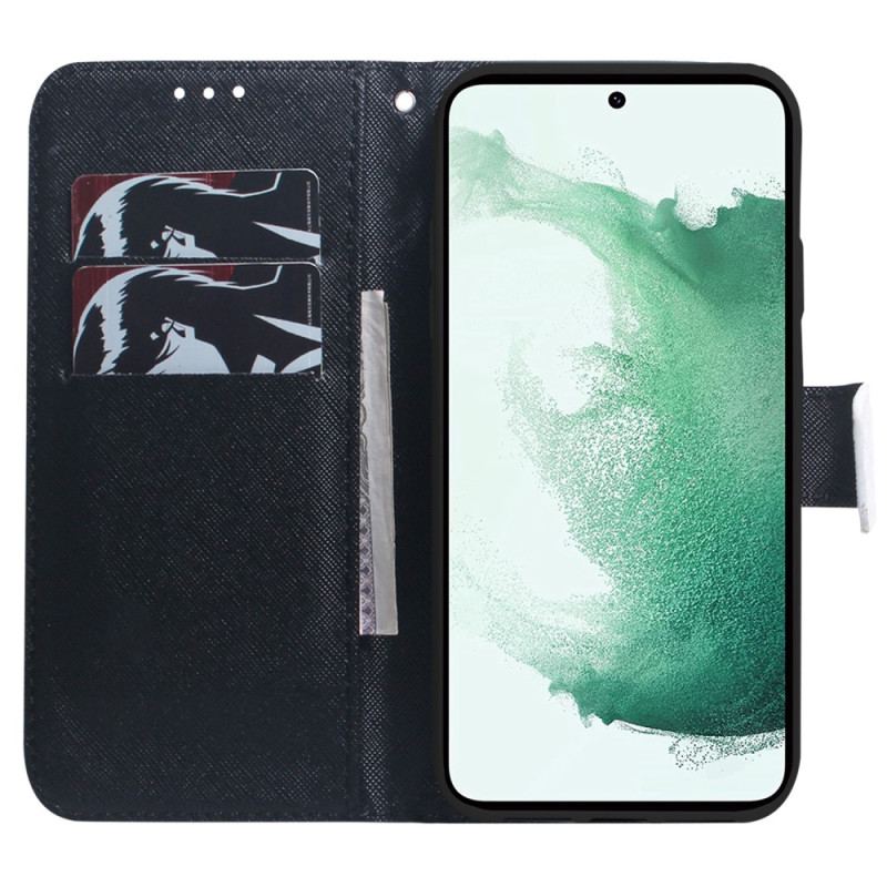 Flip Cover Samsung Galaxy A34 5G Med Snor Strappy Aquarel Wolf