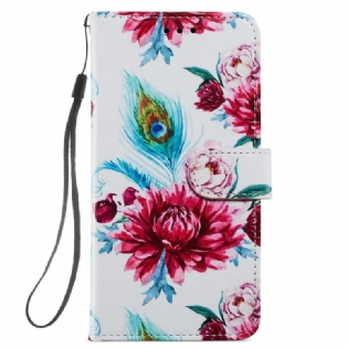Flip Cover Samsung Galaxy A34 5G Med Snor Strappy Floral Fantasy