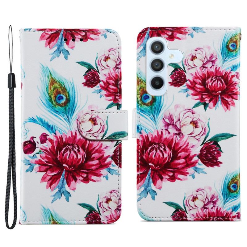 Flip Cover Samsung Galaxy A34 5G Med Snor Strappy Floral Fantasy