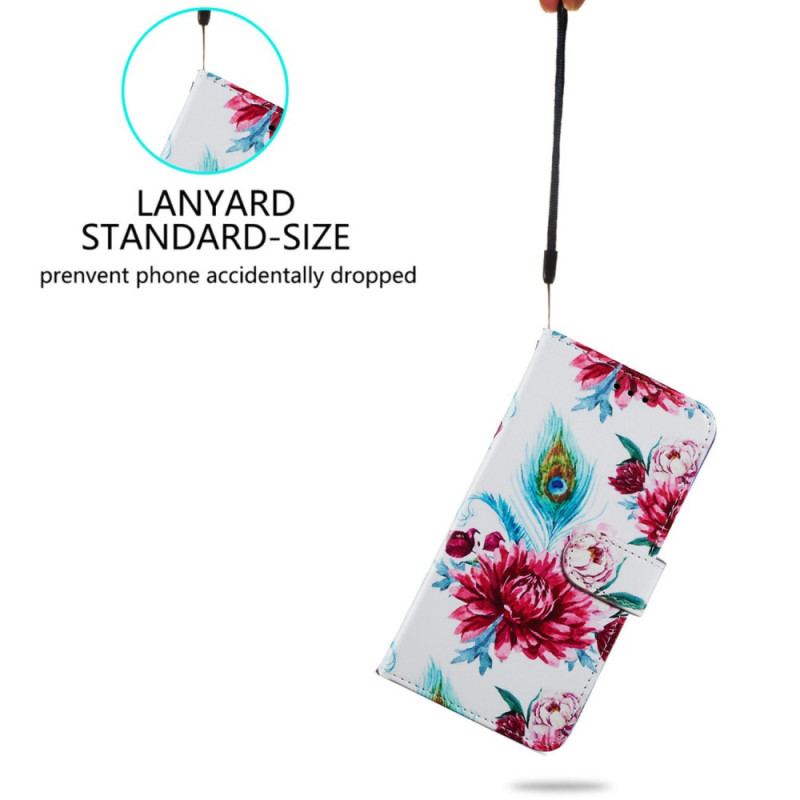 Flip Cover Samsung Galaxy A34 5G Med Snor Strappy Floral Fantasy