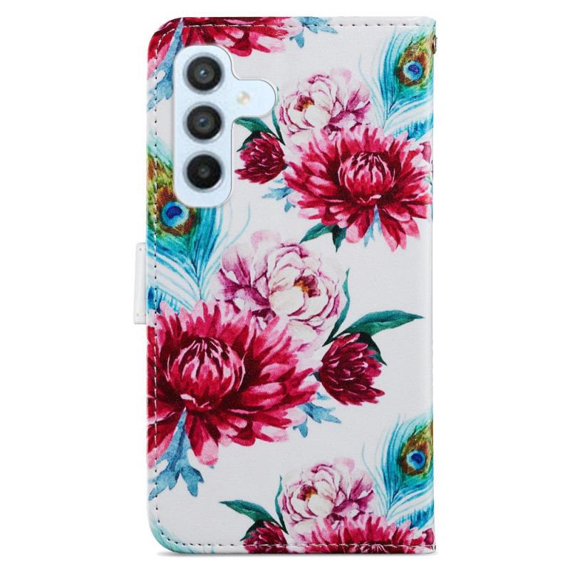 Flip Cover Samsung Galaxy A34 5G Med Snor Strappy Floral Fantasy