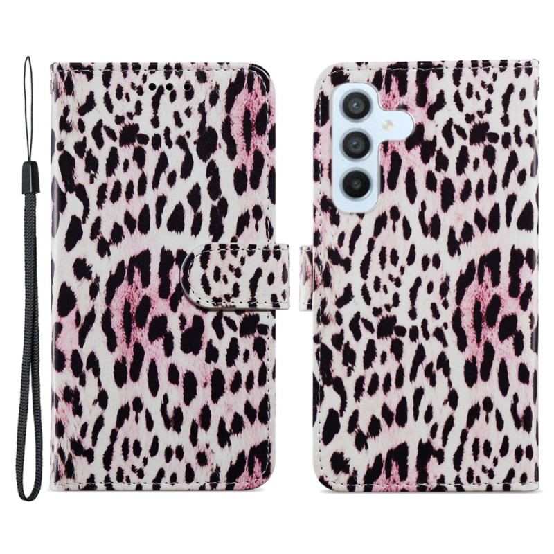 Flip Cover Samsung Galaxy A34 5G Med Snor Strappy Leopard Print