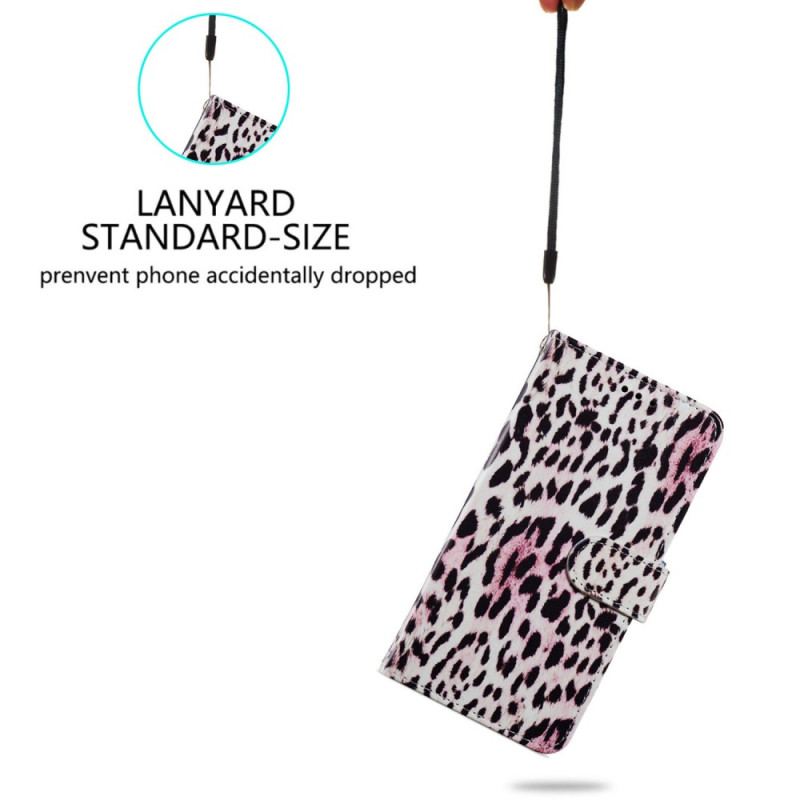 Flip Cover Samsung Galaxy A34 5G Med Snor Strappy Leopard Print